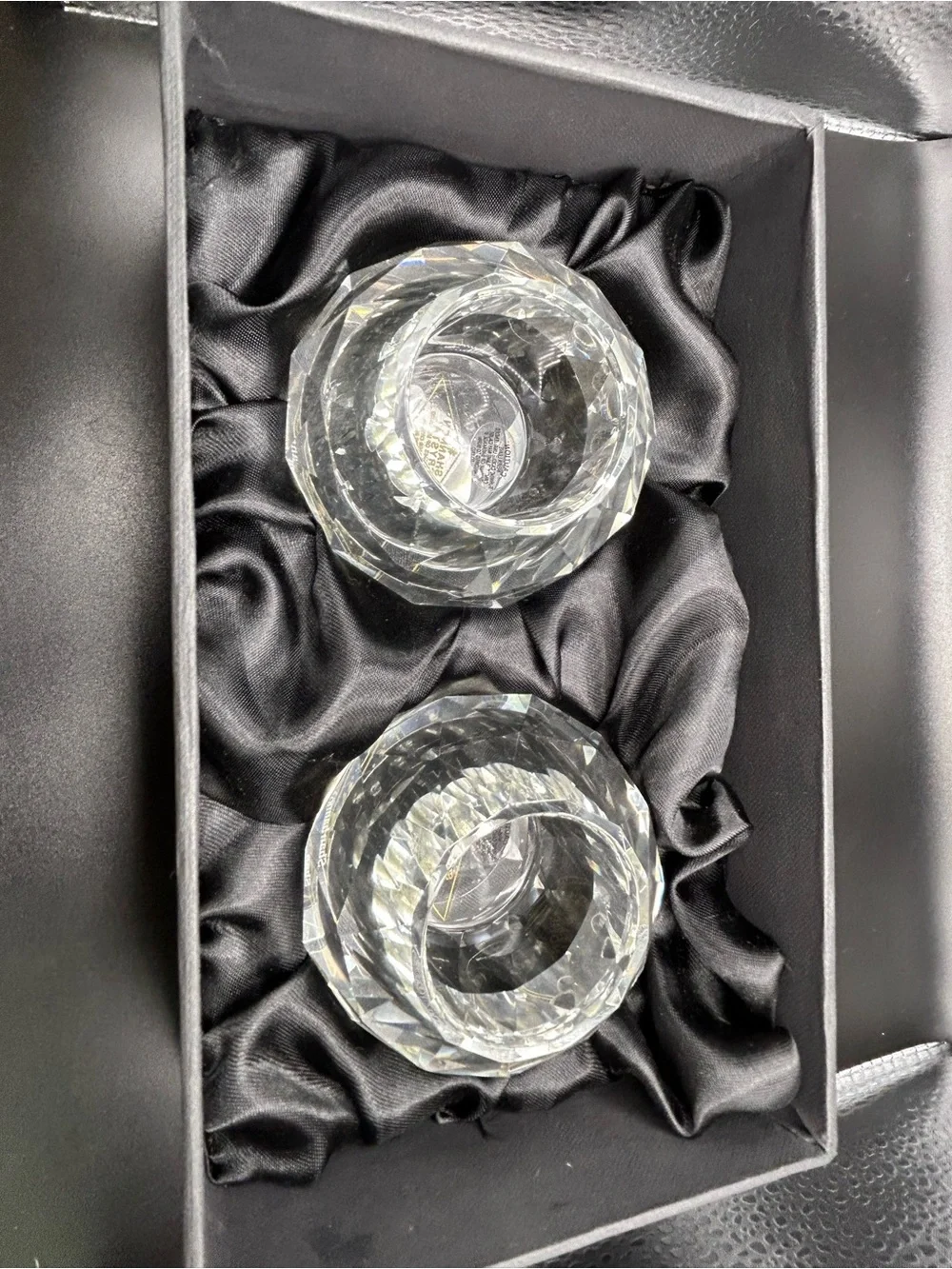 Shannon Crystal Faceted Votive Candle Holders Set of 2 Lead Crystal New Box